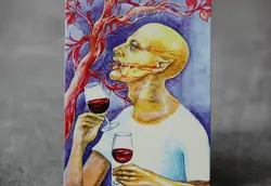Wine Testing Vampire, Hipster Sengir | MTG Satirical Altered Art - Image 1