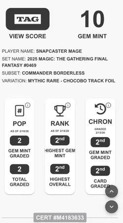 2025 MTG FINAL FANTASY COMMANDER CHOCOBO B #0469 SNAPCASTER MAGE TAG 10 POP 2/2 - Image 5