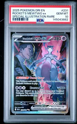 Pokemon 2025 Team Rocket's Mewtwo ex 231/182 SIR Destined Rivals GEM MINT PSA 10 - Image 1