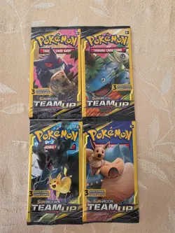 Pokemon Sun & Moon Team Up Mini Booster Pack Lot – 4 Sealed Packs – Pikachu Zekr - Image 4
