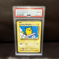 SURFING PIKACHU 2016 POKEMON XY EVOLUTIONS RARE 111/108 PSA 8 Q0004 - Image 1