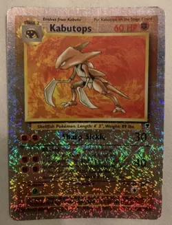 Kabutops Legendary Reverse Holographic Pokemon Card Fermi Bubbles Grading D - Image 1