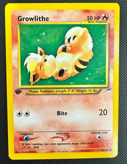 Pokemon 2002 Neo DESTINY 1st Edition GROWLITHE 68/105 NM - never played - Image 1