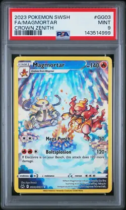 SEND AN OFFER - 2023 POKEMON CROWN ZENITH GG03 FULL ART/MAGMORTAR - PSA 9 - Image 1