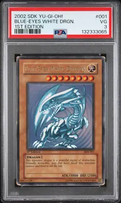 2002 YU-GI-OH! STARTER DECK: KAIBA 1ST ED #001 BLUE-EYES WHITE DRAGON PSA 3 - Image 1