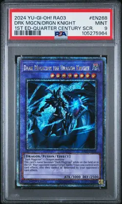 2024 1ST ED-QUARTER CENTURY SECRET RARE DARK MAGICIAN THE DRAGON KNIGHT PSA 9 - Image 1