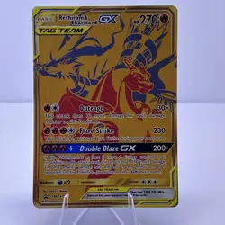 Gold Reshiram & Charizard GX Pokemon Card (Black Star Promo SM247) NM - Image 1