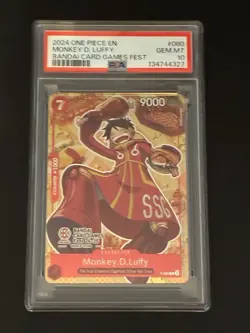 2024 ONE PIECE PROMOS BANDAI CARD GAMES FEST P-080 Monkey.D.Luffy PSA 10 - Image 1
