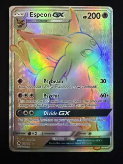 Espeon GX 152/149 Sun & Moon Secret Rare Rainbow Holo Pokemon Card NM - Image 1