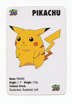 Pikachu #25 KFC Pokemon mini card promo 1998 - Image 1