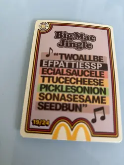 Big mac jingle 19/24 Mcdonalds TCG Trading Cards 2026 UnRedeemed trading card - Image 1