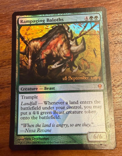 Magic the Gathering MTG Rampaging Baloths Green Prerelease Promo Foil - Image 1