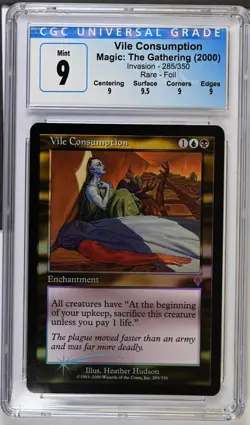 VILE CONSUMPTION Invasion Foil Rare CGC 9 Q+ MTG [Nostalgium] - Image 1