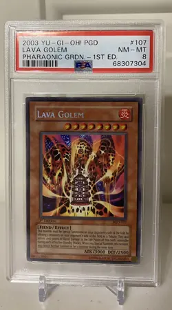 Yu-Gi-Oh! Lava Golem 1st Edition Secret Rare PGD-107 PSA 8 NM-MT Holo Bleed - Image 1