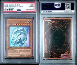 2002 YU-GI-OH! STARTER DECK: KAIBA #001 BLUE-EYES WHITE DRGN. 1ST EDITION PSA 2 - Image 3
