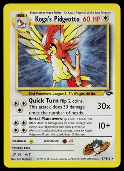 Pokemon Card - Koga's Pidgeotto Gym Challenge 27/132 Rare - Image 1