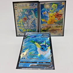 X3 Pokemon Cards: Full Art - Pikachu/Gyarados EX/Vaporeon V, 2019-2023 - Promo - Image 1