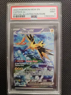 PSA 9 Zapdos ex SIR Pokemon 151 SV 202/165 Special Illustration Rare Card Mew - Image 1