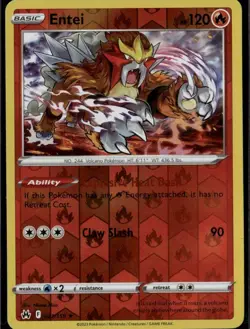 Entei Holo Rare Crown Zenith 021/159 Fire Reverse Holo Pokemon Card - Image 1