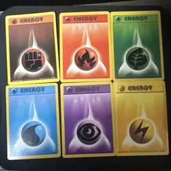 6 Basic Energy - 1999 English Base Set Unlimited WOTC Pokemon Cards - Image 1