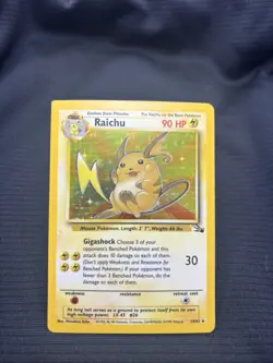 Pokemon TCG Raichu Holo Rare Card 14/62 Misprint Miscut Error Fossil Set - Image 1