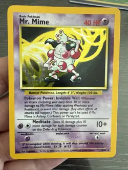 LP/NM (No-Symbol) Pokemon MR. MIME Card JUNGLE Set 6/64 HOLO RARE Error/Misprint - Image 4