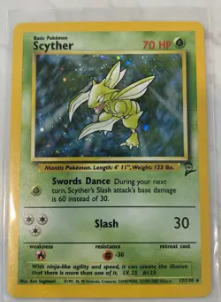 Vintage Scyther Base Set 2 Holo Rare 17/130 Pokemon Card - Image 1