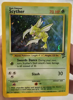 Vintage Scyther Base Set 2 Holo Rare 17/130 Pokemon Card - Image 3