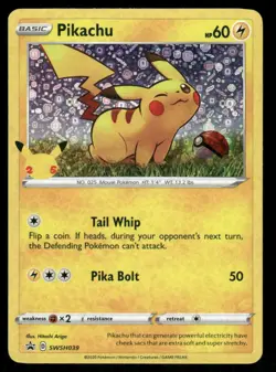 Pokemon Cards Pikachu SWSH039 Sword & Shield Promo Holo Promo NM - Image 1