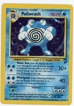 2000 Pokemon Poliwrathl 15/130 Holofoil Base Set 2 Damaged - Image 1