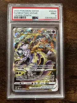 Pokemon 2023 Mewtwo VSTAR GG44/GG70 Full Art Crown Zenith PSA 9 - Image 1
