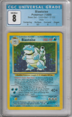1999 Pokemon Blastoise Holo Rare 2/102 Base Set Unlimited CGC 8 WOTC - Image 1
