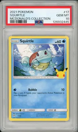 2017 Pokemon Mcdonald's Collection Squirtle Non Holo #17 PSA 10 - Image 1