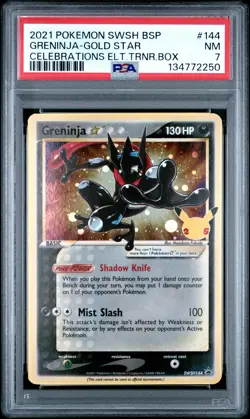 2021 POKEMON SWSH BLACK STAR PROMO #144 GRENINJA-GOLD STAR PSA 7 - Image 1
