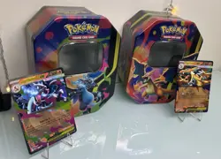 Pokemon TCG Mega Charizard Y Ex 030 Promo & Mega Charizard X Ex 029 Promo w Tins - Image 2