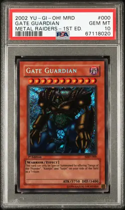 2002 YU-GI-OH! MRD-METAL RAIDERS 1ST ED #000 GATE GUARDIAN PSA 10 - Image 1