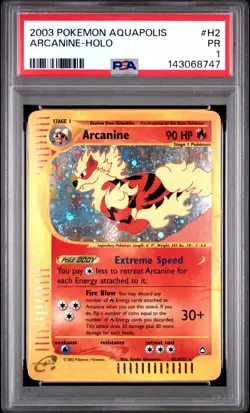PSA 1 Arcanine Aquapolis Holo Foil H2/H32 E-Reader 2003 Pokemon WoTC PR - Image 1