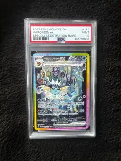 Pokemon 2025 Prismatic Evolutions Vaporeon EX #149/131 Sir PSA 9 Mint - Image 1