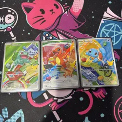 Pokemon first partner illustration. Gen 1 Promos 037, 038, 039 NM - Image 1