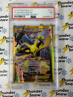 2016 Pokemon XY Fates Collide Secret #125 Alakazam EX Full Art PSA 7 - Image 1