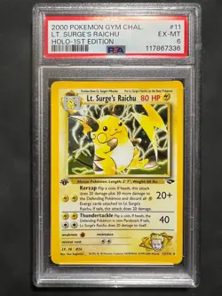 Pokemon Lt. Surge's Raichu 11/132 Gym Challenge Holo 1st Edition PSA 6 - Image 1