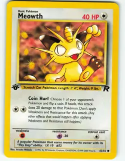 Meowth - 1st Edition - 62/82 Team Rocket - WOTC - Pokemon TCG - 2000 - Image 1