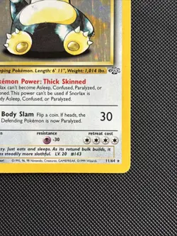 Pokemon TCG Snorlax 11/64 Jungle Holo Rare WOTC MP Condition Vintage 1999 - Image 4