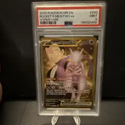 Pokemon Destined Rivals Gold Team Rockets Mewtwo EX Hyper Rare 240/182 PSA 9 - Image 1
