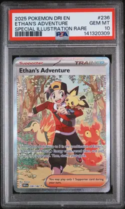 2025 POKEMON DRI EN-DESTINED RIVALS #236 ETHAN'S ADVENTURE PSA 10 - Image 1
