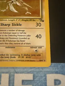 Pokemon TCG Kabutops Holo Rare Card 9/62 Fossil - Image 2
