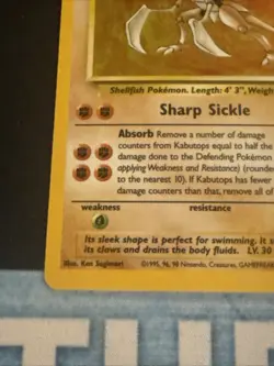 Pokemon TCG Kabutops Holo Rare Card 9/62 Fossil - Image 3