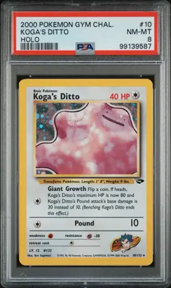 PSA 8 Koga's Ditto Holo Rare Card 10/132 Gym Challenge Pokemon TCG - Image 1