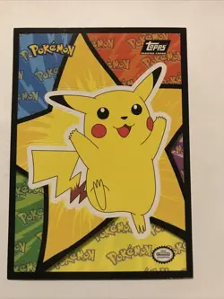 Topps Pokemon Pikachu Sticker Puzzle Card 1999 Movie Edition Black Logo - Image 1
