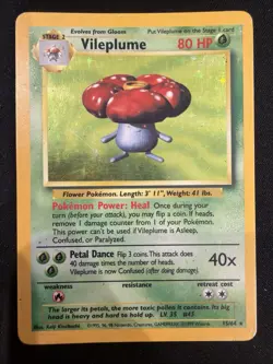 Vileplume 15/64 Jungle No Symbol Error Holo Rare Pokemon TCG Card MP - Image 1